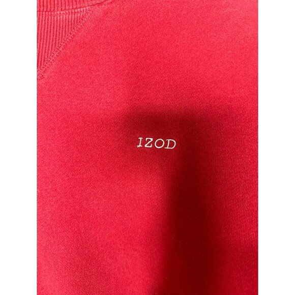 IZOD Men's Medium Red Long Sleeve Cotton Blend Crewneck Fleece Sweater - Picture 3 of 9